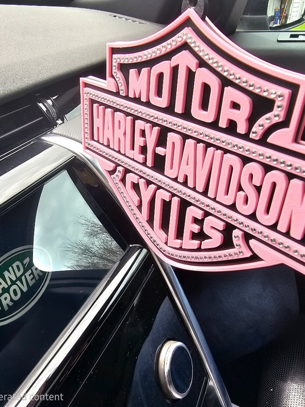 Hot Pink Harley Davidson-Style Double-Sided Rear-View Mirror Badge